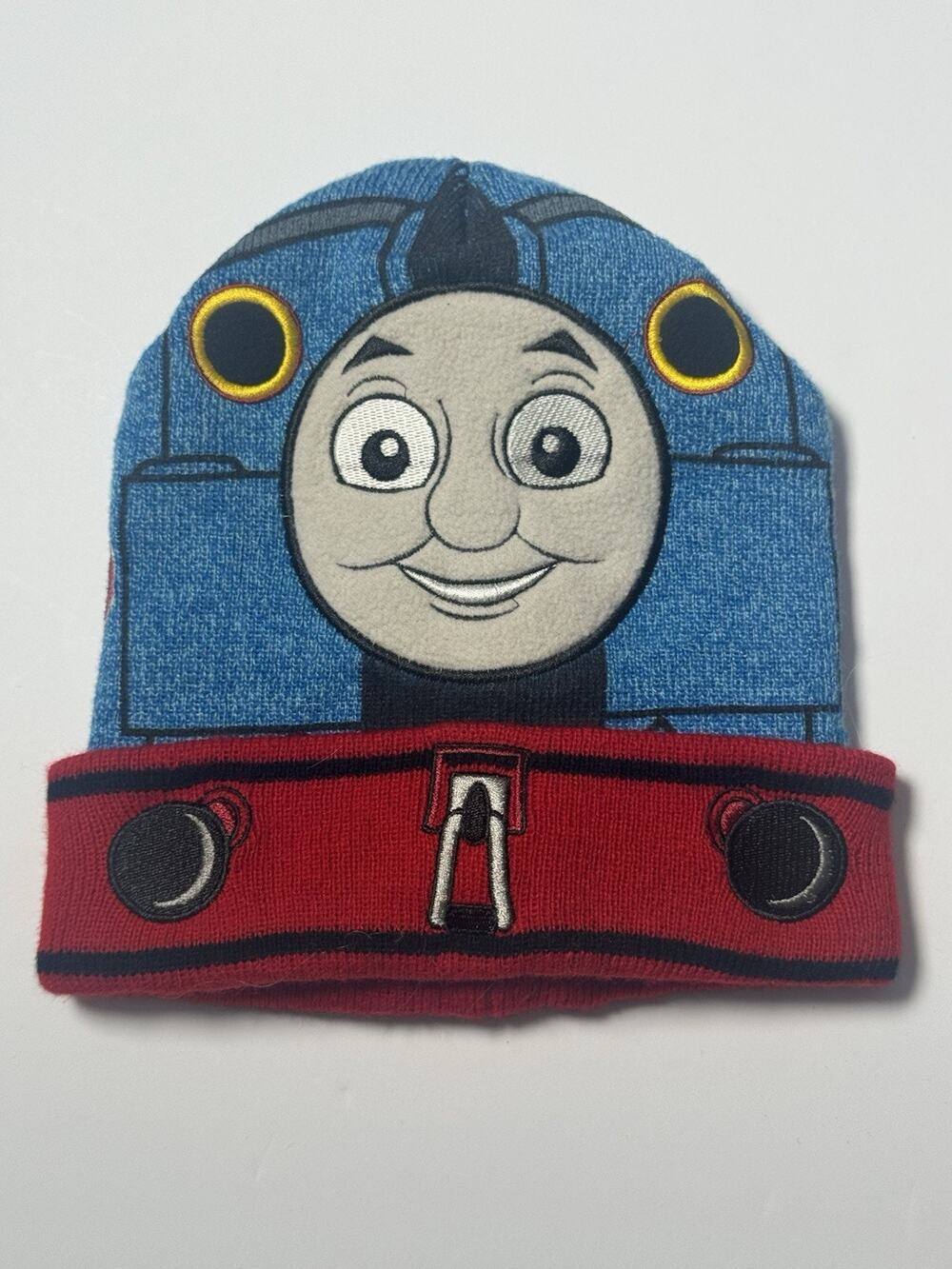 Thomas & Friends Knit Beanie Hat Blue Red Train Face Kids Winter Cap